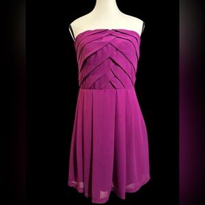 Express Pink Strapless Pleated Cocktail Dress